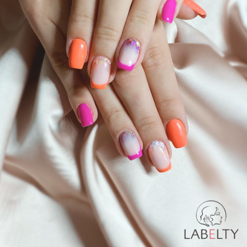 Couleur : orange et fushia -
French : orange et fushia -
babyglitter -
finition : brillante